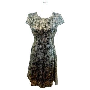 Alfani Black and Gold Metallic Textured Mini Dress Sz 6P